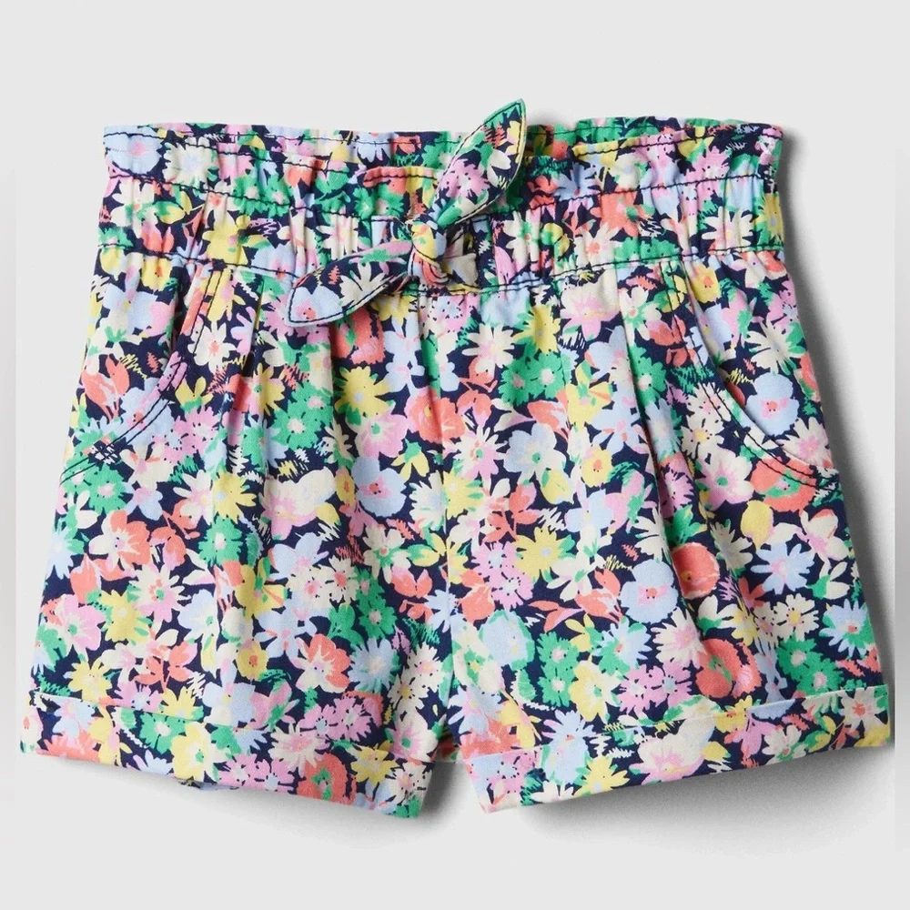 NWT BABY GAP Baby Girls’‎ Floral Elastic Waist Pull-On Shorts Boho Preppy 6-12M